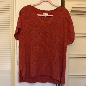 J. Jill Short Sleeve V-Neck sweater Top - Brick Red